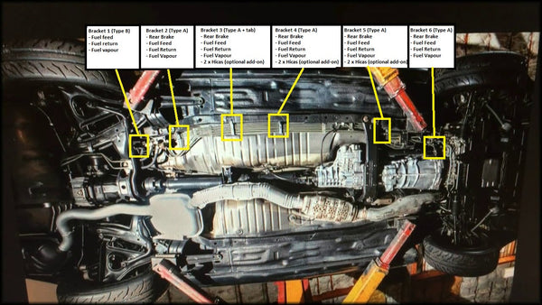 R32 GTR / GTST fuel line brackets set